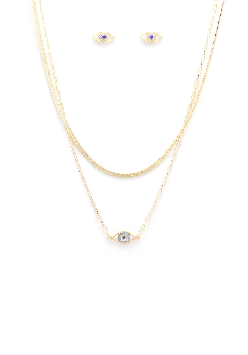 EVIL EYE CHARM LAYERED NECKLACE