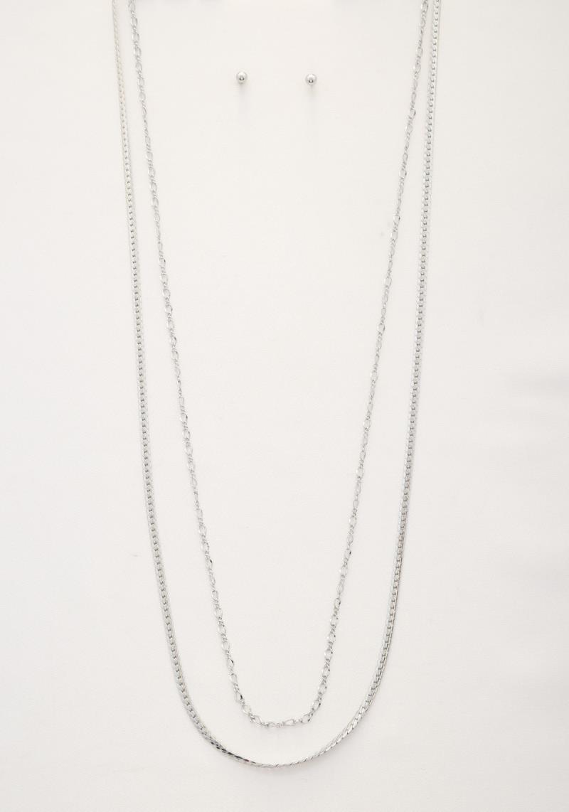 2 LAYERED METAL LONG NECKLACE