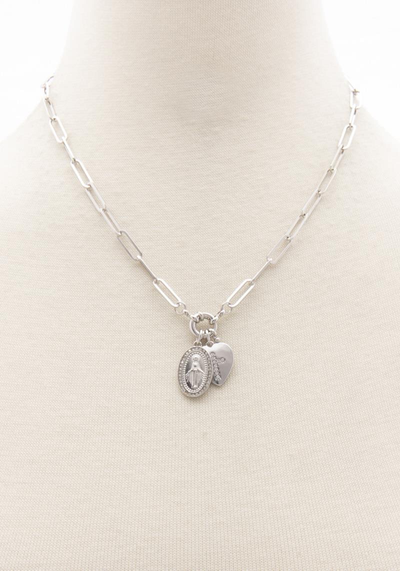 RELIGIOUS CHARM OVAL LINK NECKLACE