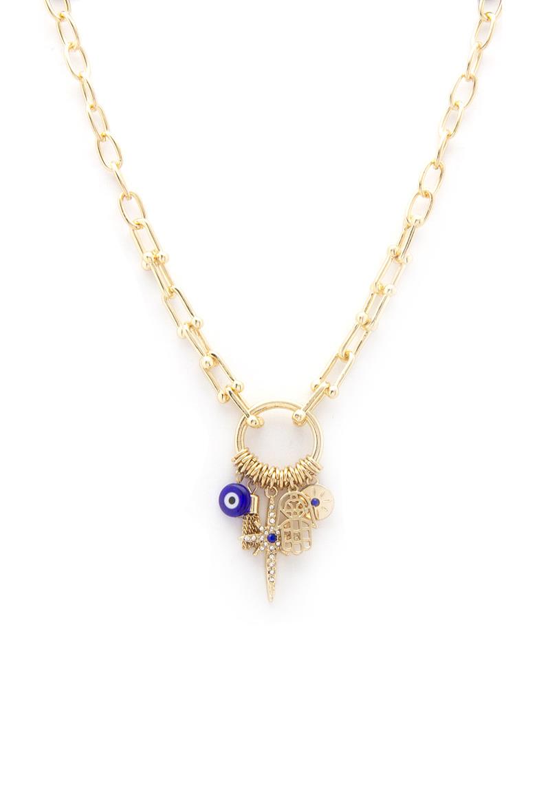 HAMSA HAND NORTHERN STAR CHARM U LINK NECKLACE