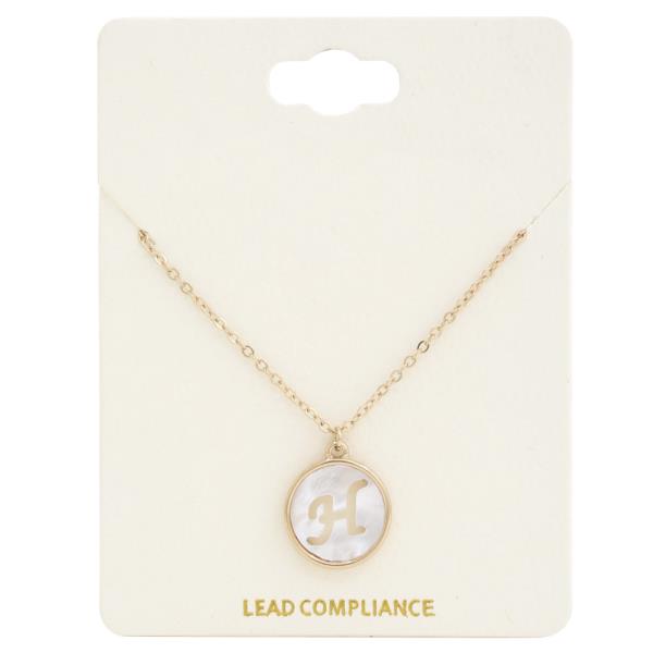 MOTHER OF PEARL INITIAL COIN METAL NECKLACE