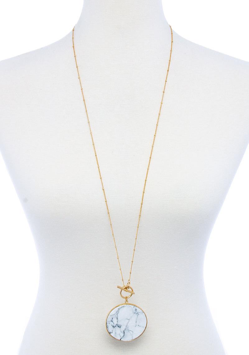 STYLISH CHIC CIRCLE PENDANT LONG NECKLACE