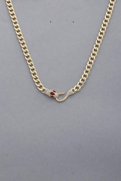 CURB LINK SNAKE HEAD NECKLACE