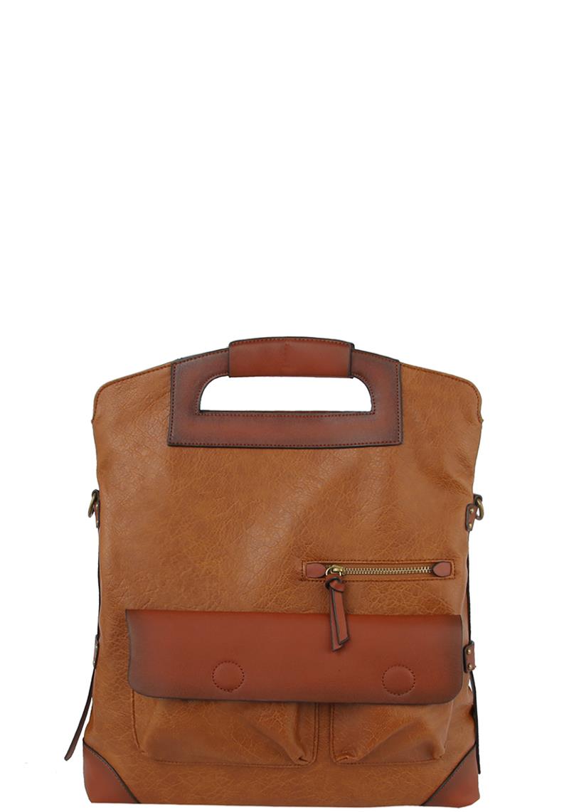 FASHION FRONT DESIGN SMOOTH HANDLE SATCHEL BACKPACK