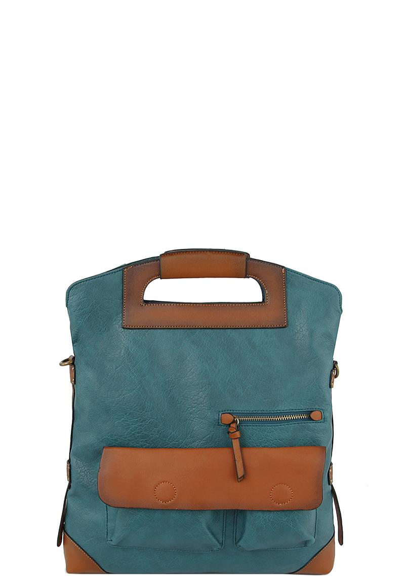 FASHION FRONT DESIGN SMOOTH HANDLE SATCHEL BACKPACK