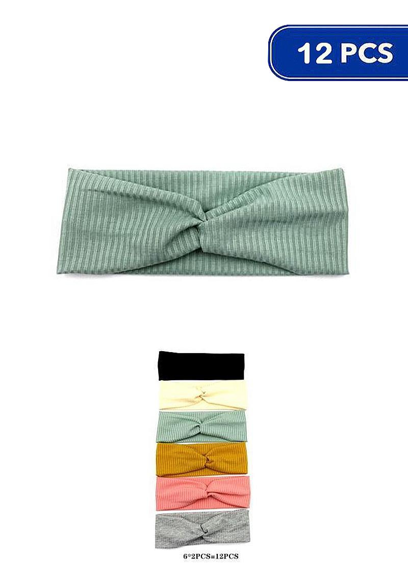 SMOOTH STRIPE PLAIN DESIGN HAIR HEADBAND (12 UNITS)