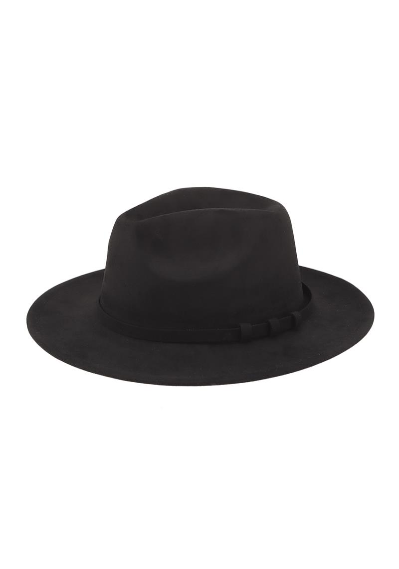 THREE RING DECORATED SUEDE FEEL FEDORA HAT