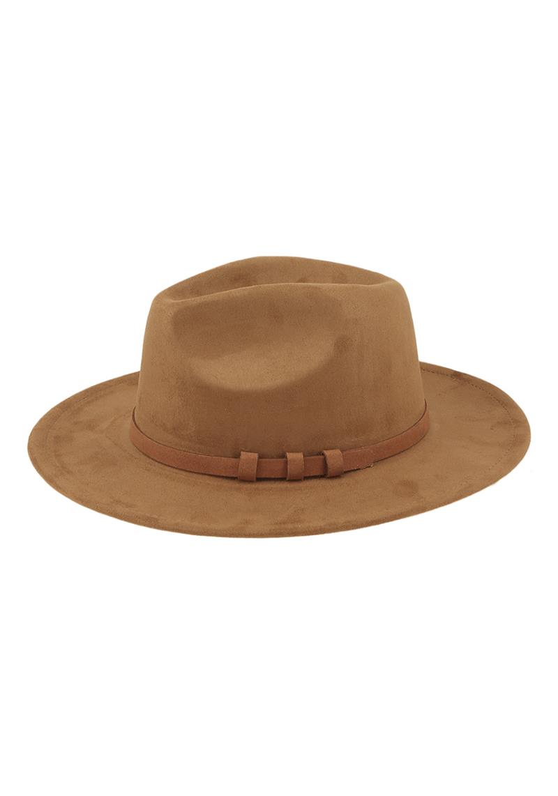 THREE RING DECORATED SUEDE FEEL FEDORA HAT