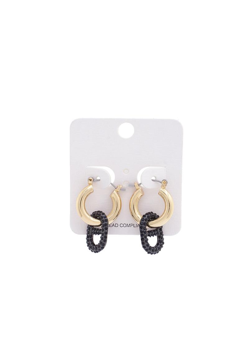 RHINESTONE OVAL HUGGIE EARRING