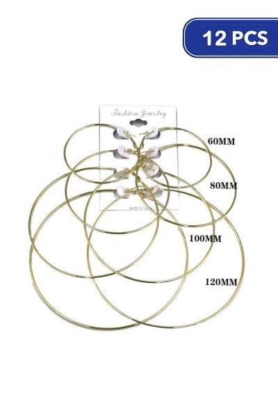 FASHION MULTI HOOP EARRING 4 PAIR SET (12 UNITS)