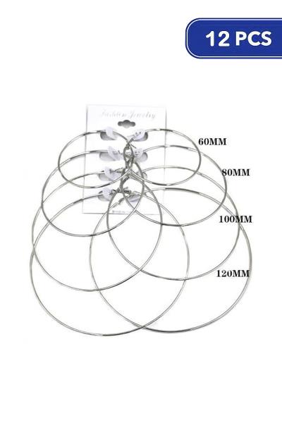 FASHION MULTI HOOP EARRING 4 PAIR SET (12 UNITS)