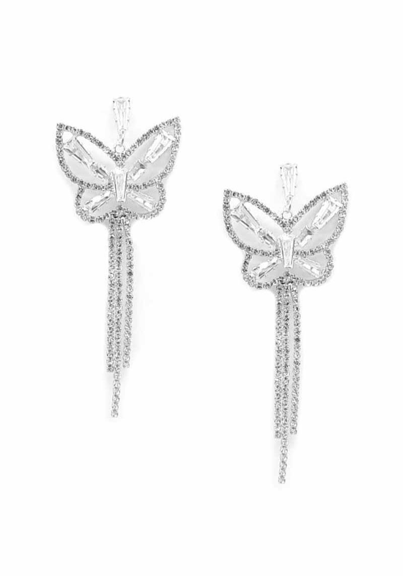 RHINESTONE BUTTERFLY TASSEL DANGLE EARRING