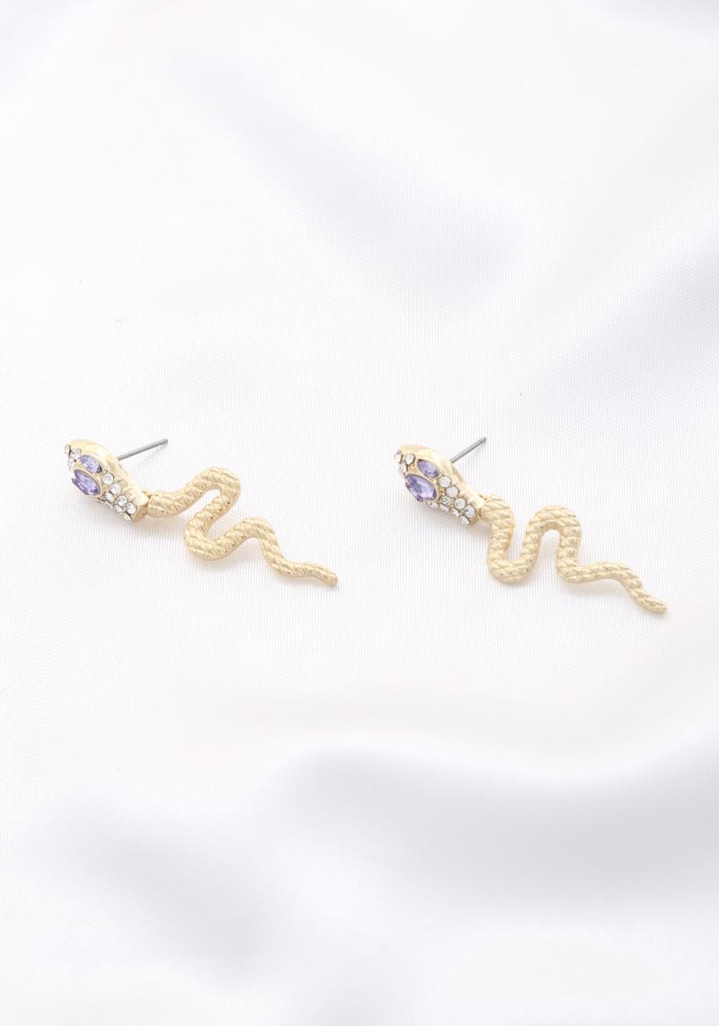 SNAKE RHINESTONE METAL EARRING