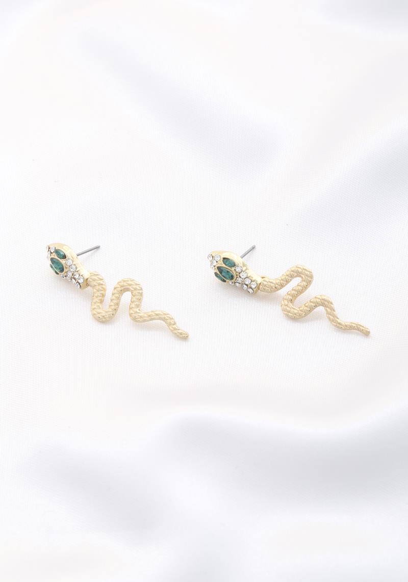 SNAKE RHINESTONE METAL EARRING