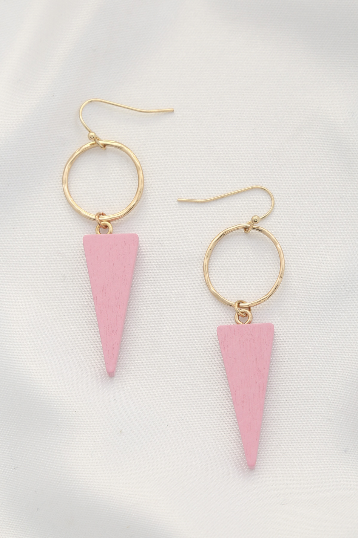 METAL ROUND TRIANGLE DANGLE EARRING