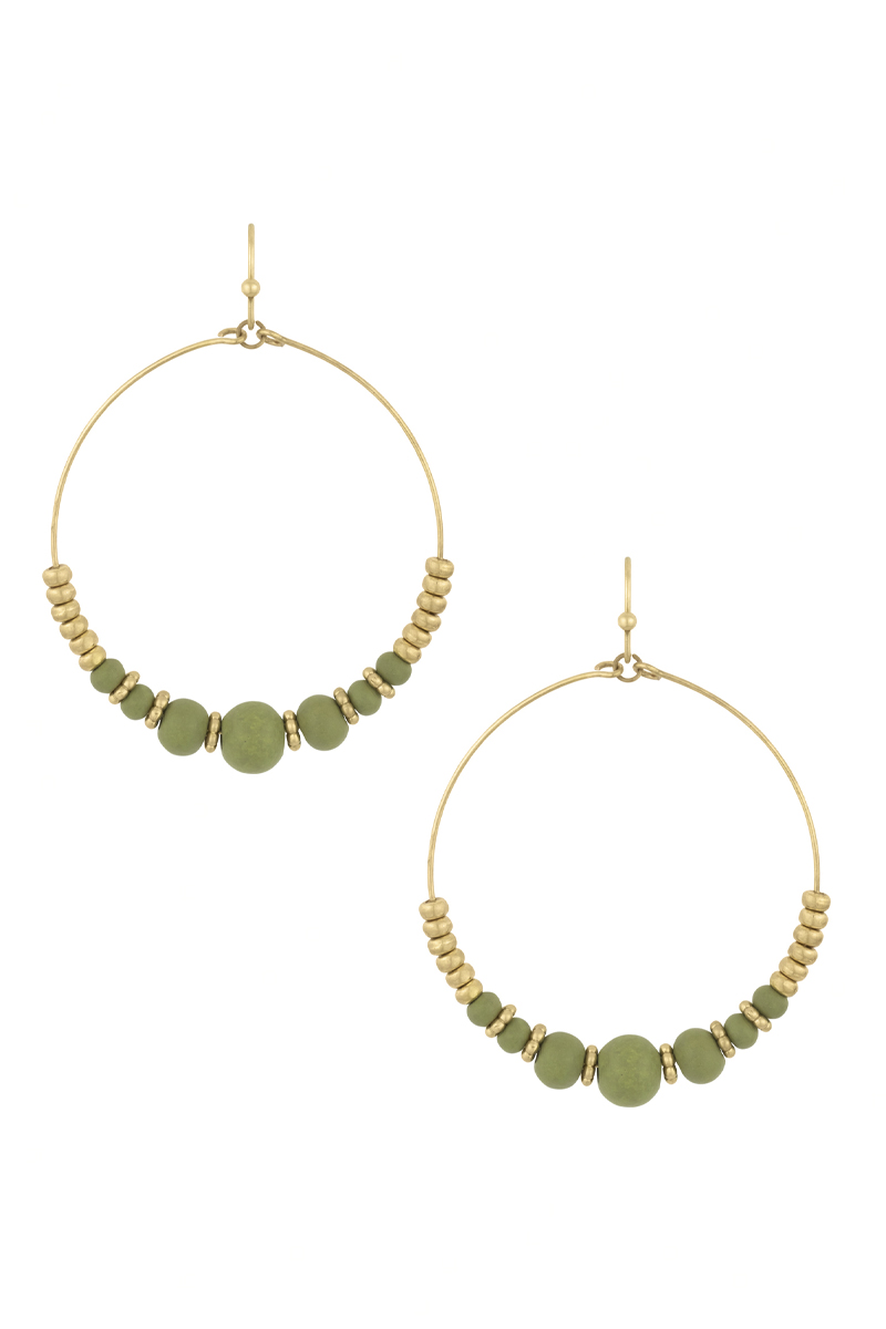 WOOD METAL CIRCLE EARRINGS