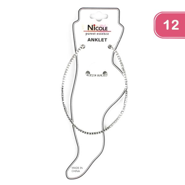 RHINESTONE ANKLET AND TOE RING SET (12 UNITS)