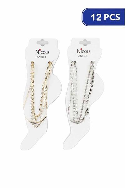 FASHION METAL LAYERED CHAIN ANKLET (12 UNITS)