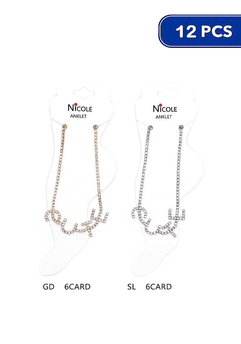 CUTE RHINESTONE ANKLET (12 UNITS)
