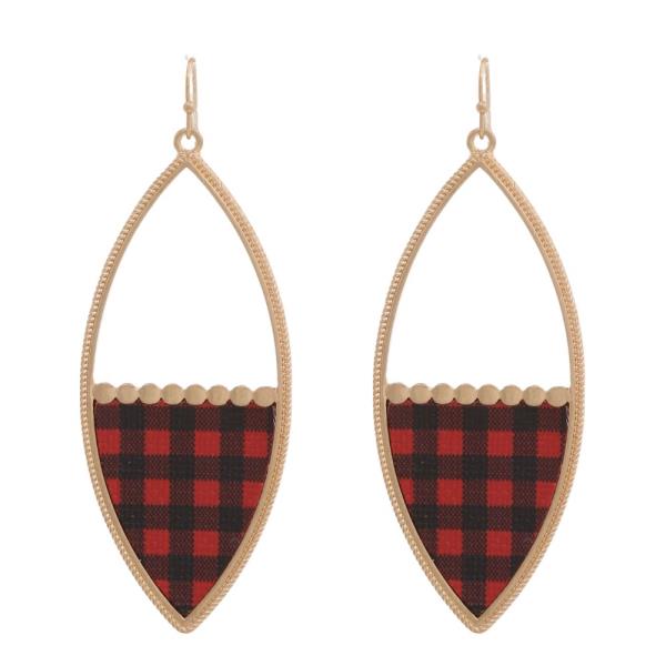 RED CHECKER TEARDROP DANGLE EARRING