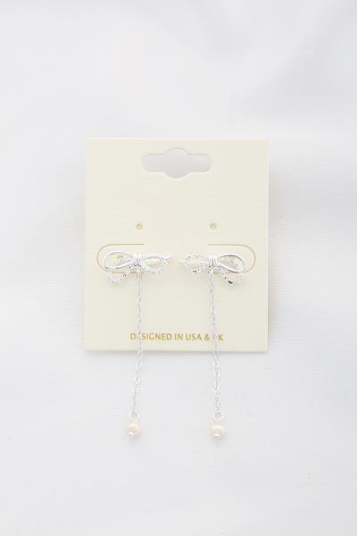 DAINTY BOW DANGLE EARRING