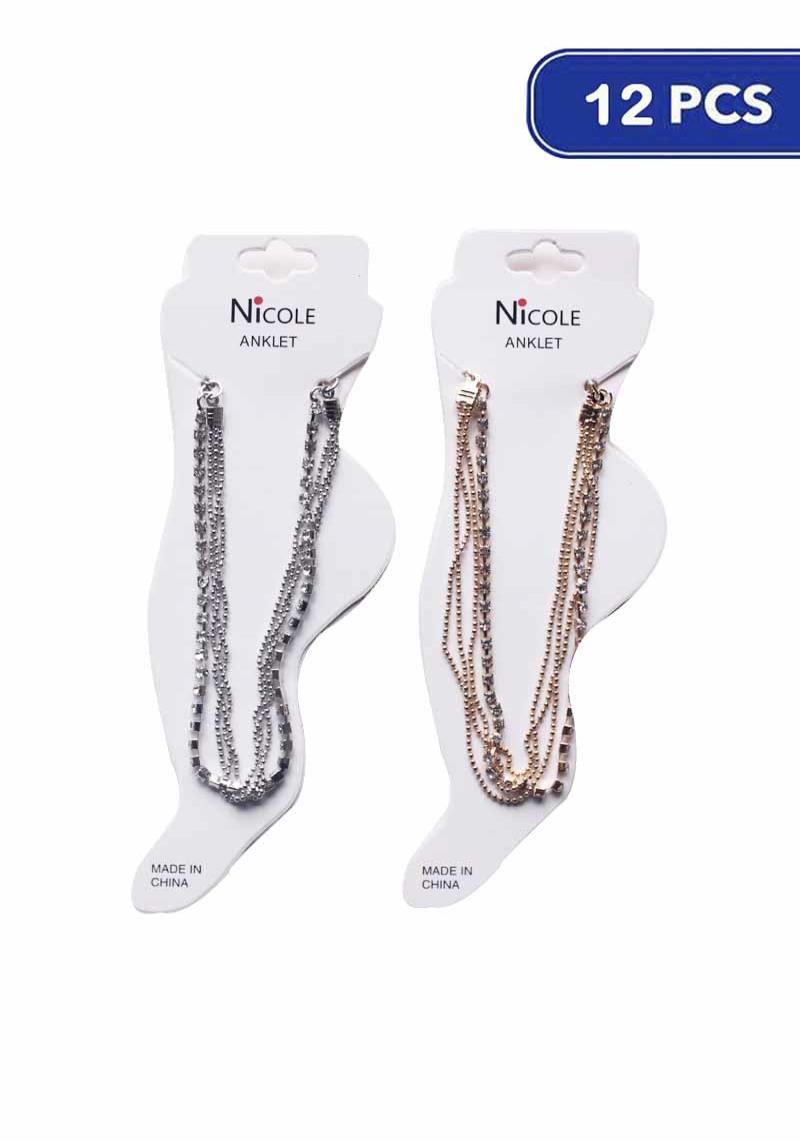FASHION METAL LAYERED CHAIN ANKLET (12 UNITS)