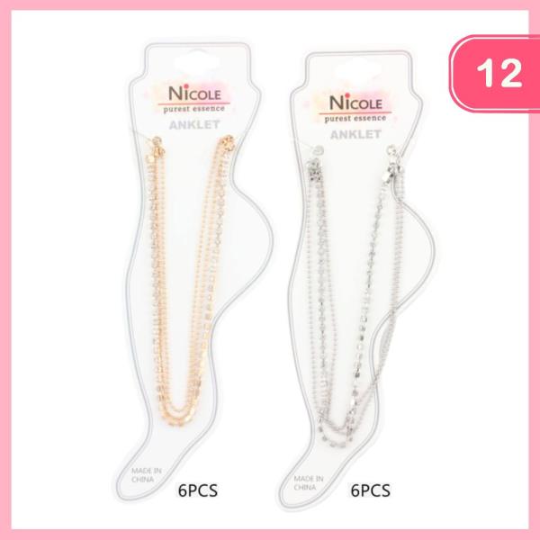 RHINESTONE CHAIN ANKLET (12 UNITS)