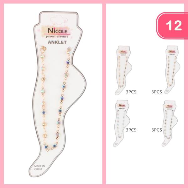 RHINESTONE ANKLET (12 UNITS)
