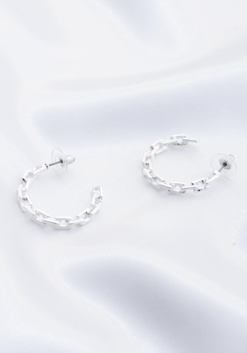 CHAIN LINK METAL OPEN HOOP EARRING