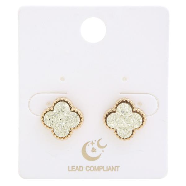 DRUZY STONE MOROCCAN SHAPE STUD EARRING