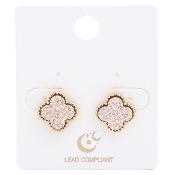 DRUZY STONE MOROCCAN SHAPE STUD EARRING