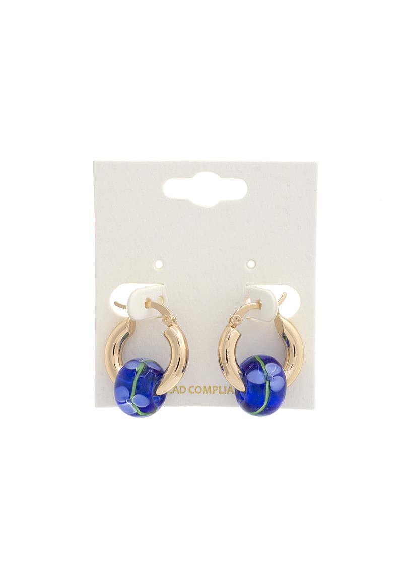 FLOWER GLASS BEAD HUGGIE EARRING
