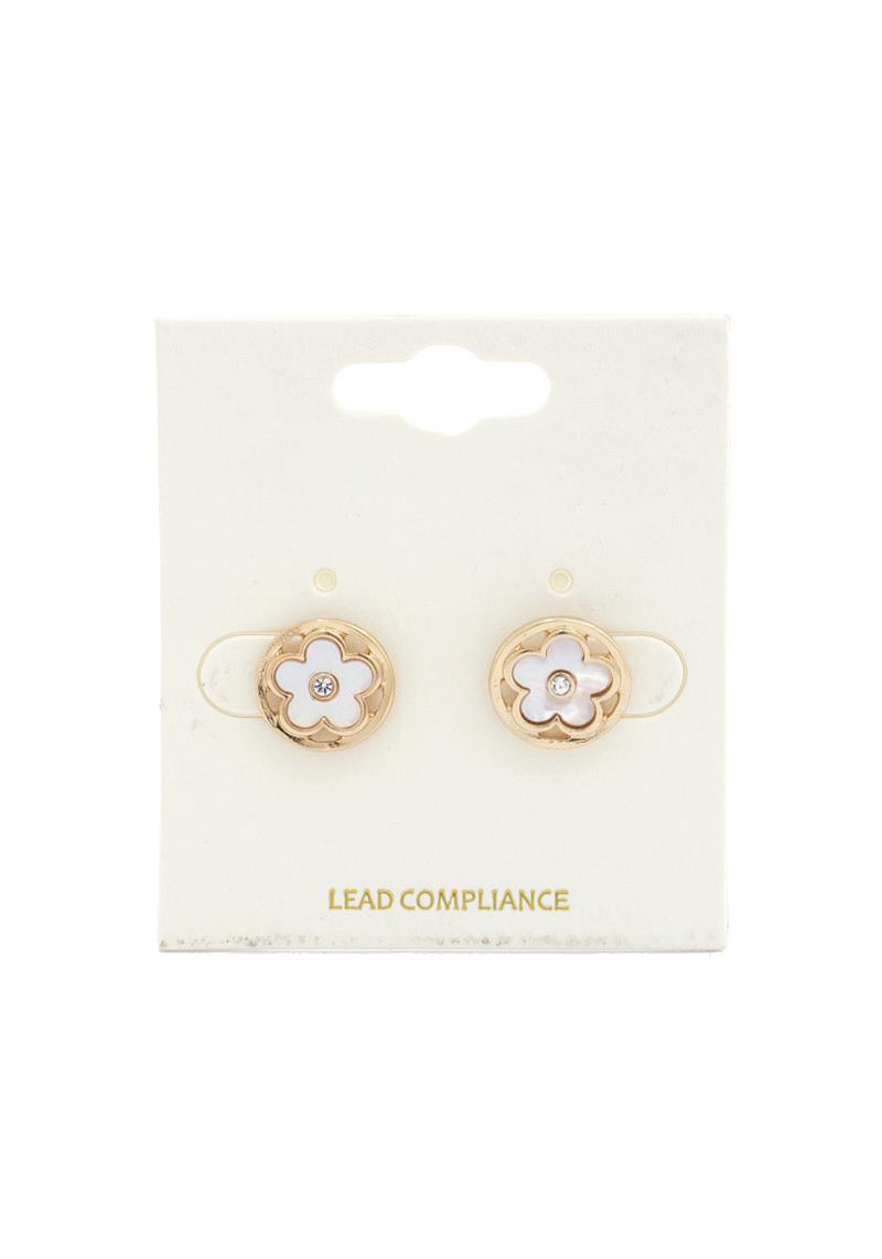 ROUND FLOWER STUD EARRING