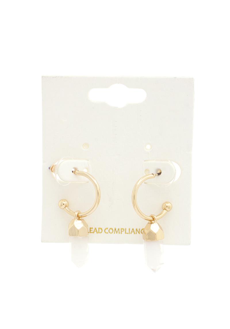 STONE OPEN CIRCLE DROP EARRING