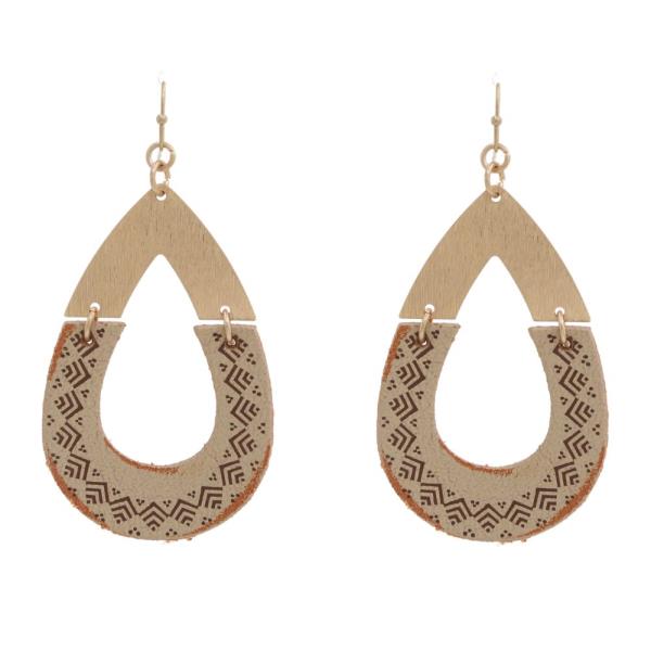 CORK METAL TEARDROP DANGLE EARRING