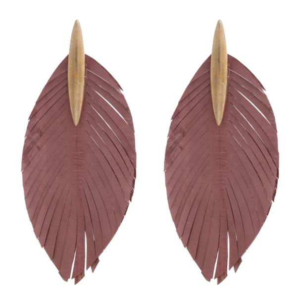 LEATHER LEAF EARRING