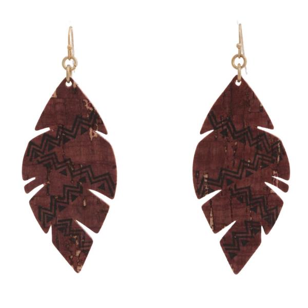 AZTEC PATTERN LEAF DANGLE EARRING