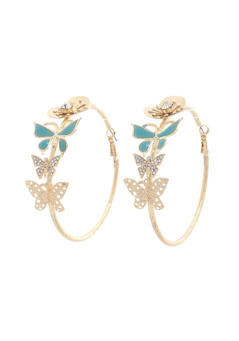 BUTTERFLY FLOWER HOOP EARRING