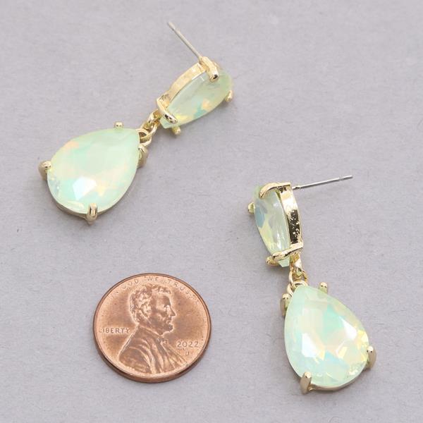 DOUBLE TEARDROP CRYSTAL DANGLE EARRING