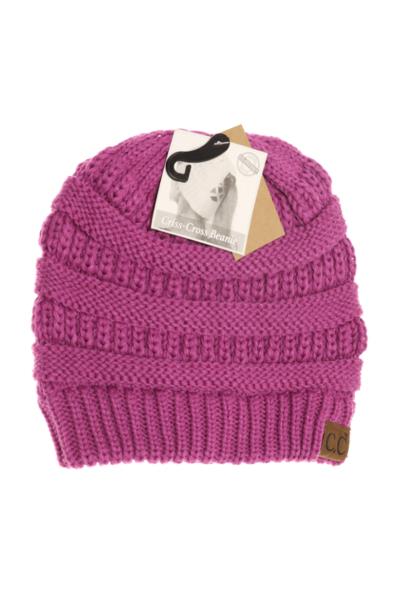 C.C CRISS CROSS KNIT PONYTAIL BEANIE