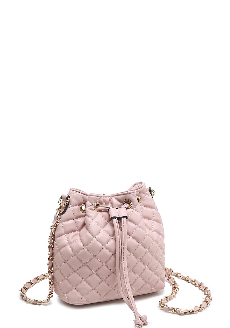 SMOOTH QUILTED DRAWSTRING HOBO CROSSBODY BAG