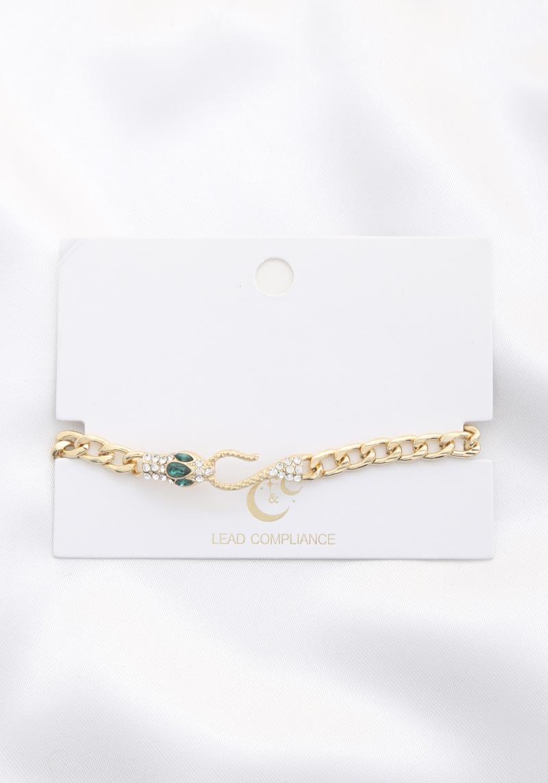 SNAKE CRYSTAL CURB LINK BRACELET