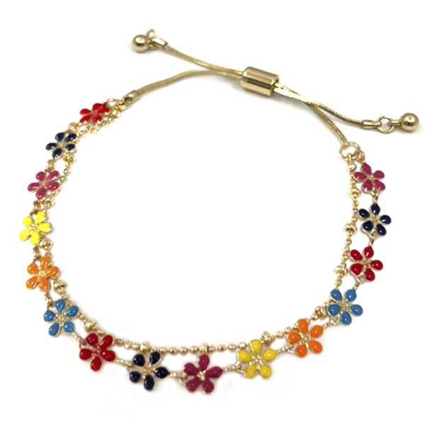 FLOWER LAYERED SLIDE BRACELET