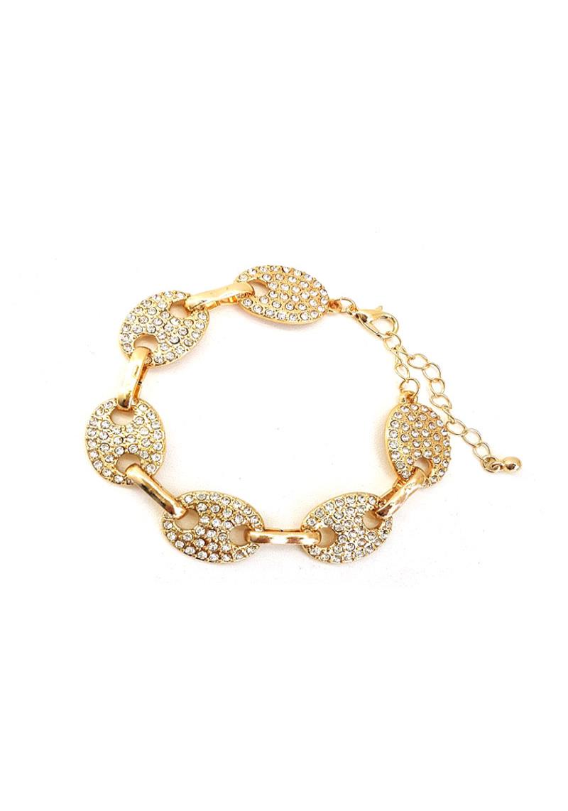 STYLISH OVAL LINK RHINESTONE BRACELET