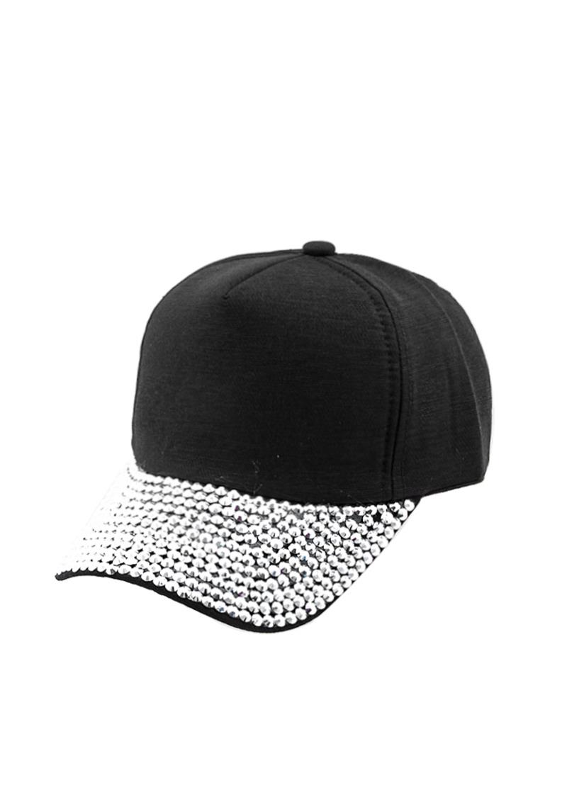 PLAIN SPARKLING RHINESTONE STUDDED CAP HAT