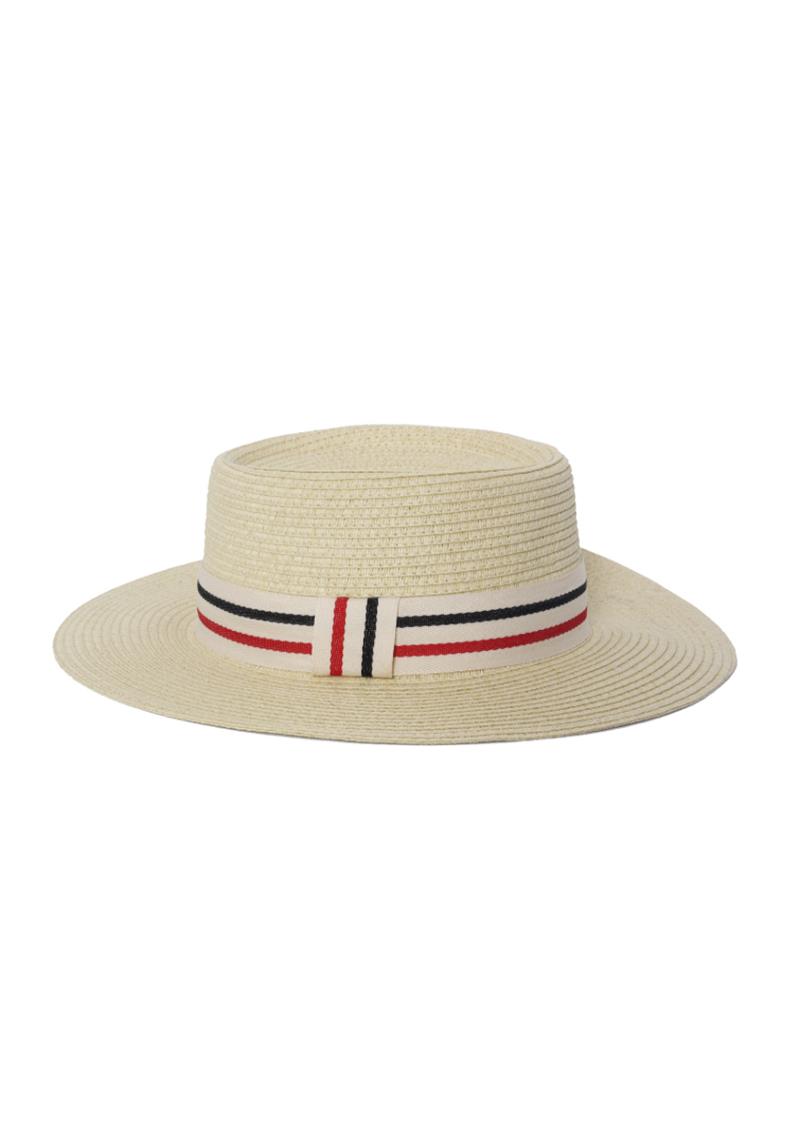 FASHION STRAW TWO TONE LINE PANAMA HAT