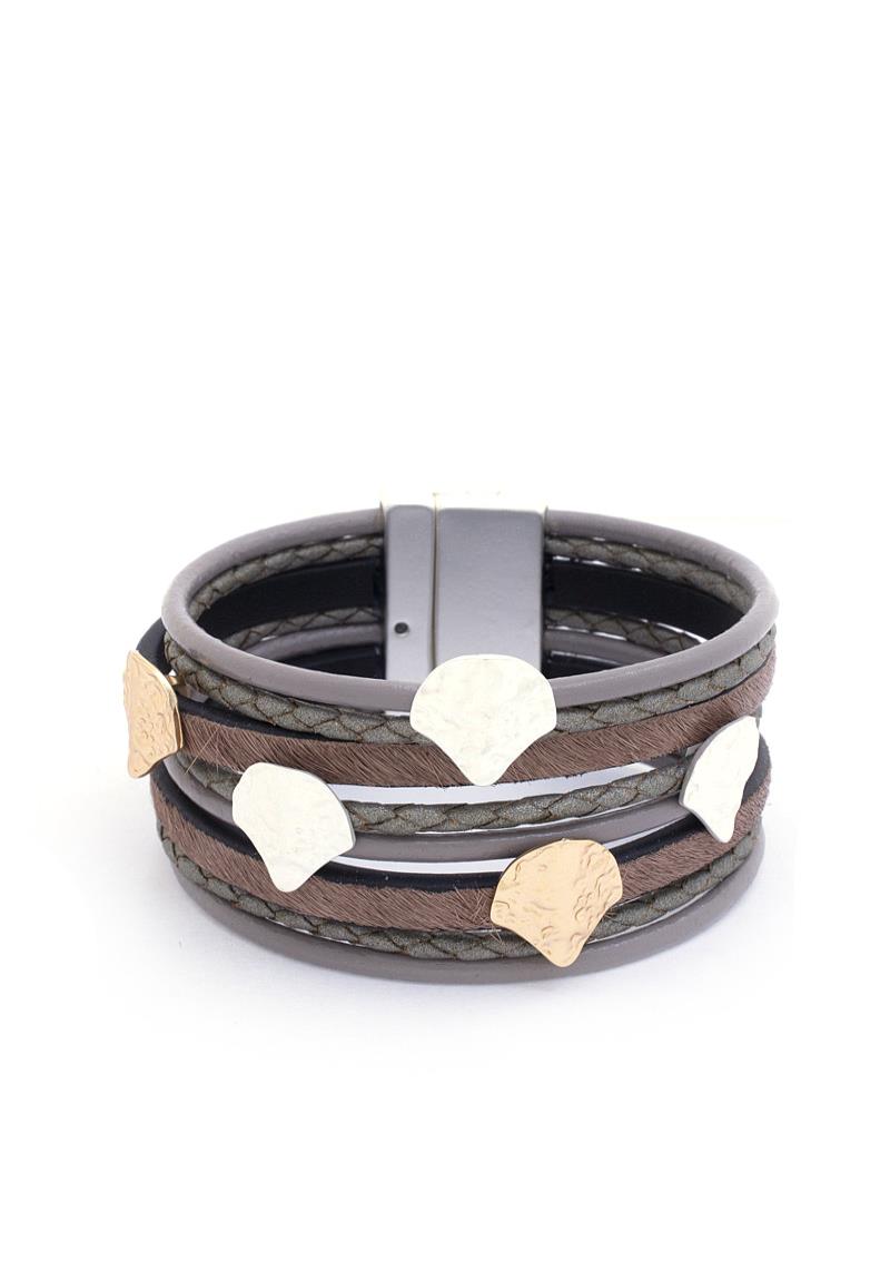 FAUX FUR BRAIDED MAGNETIC BRACELET