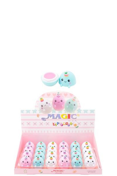 UNICORN OVAL EGG MAGIC LIP GLOSS 24 PCS