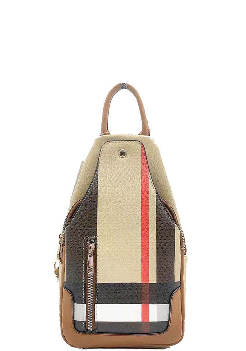 FASHION PLAID TEXTURE ZIPPER BACKPACK