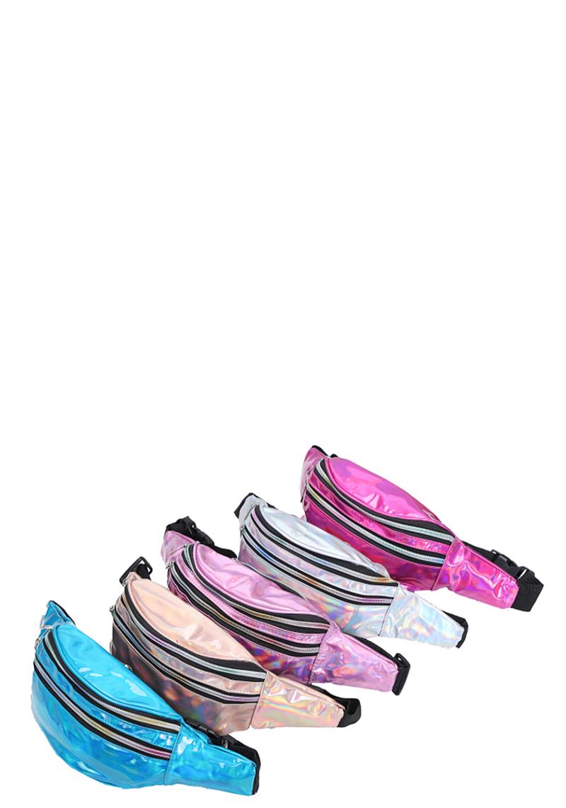 CHIC HOLOGRAM COLOR ZIPPER FANNY PACK